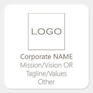 Corporate Logo Vision Tagline Values Promo Brown Square Sticker