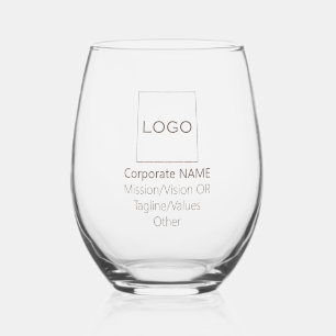 Corporate Logo Vision Tagline Values Promo Brown Stemless Wine Glass
