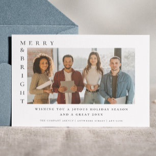 Corporate Merry & Bright Christmas Modern Photo Postcard