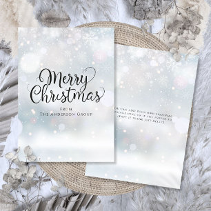 Corporate Merry Christmas Script Snowflakes Holiday Card