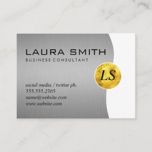 Corporate / Metallic Silver / Gold Monogram Business Card