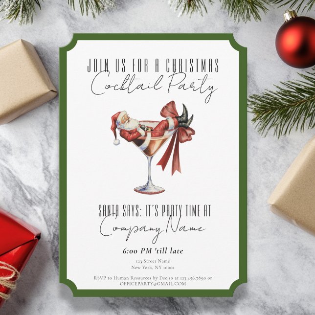 Corporate Minimalist Santa Cocktail Christmas Invitation (Corporate Minimalist Santa Cocktail Christmas Invitation)