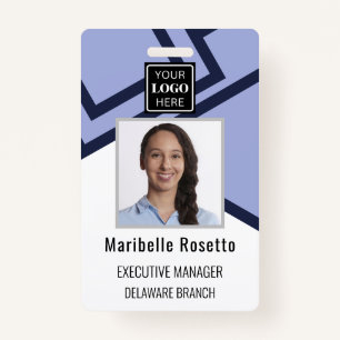 Corporate Modern Dark blue Employee Badge ID Badge