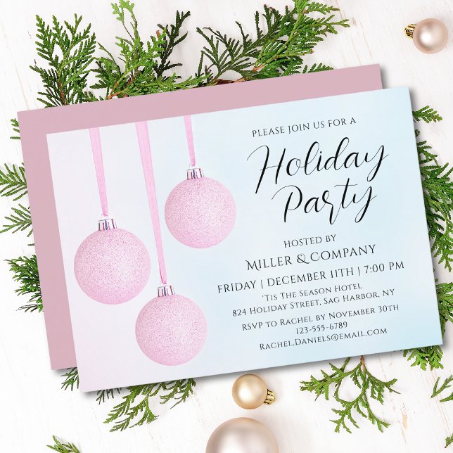 Corporate Modern Script Holiday Christmas Party Invitation (Creator Uploaded)
