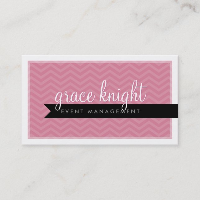 CORPORATE modern simple chevron rose pink Business Card (Front)