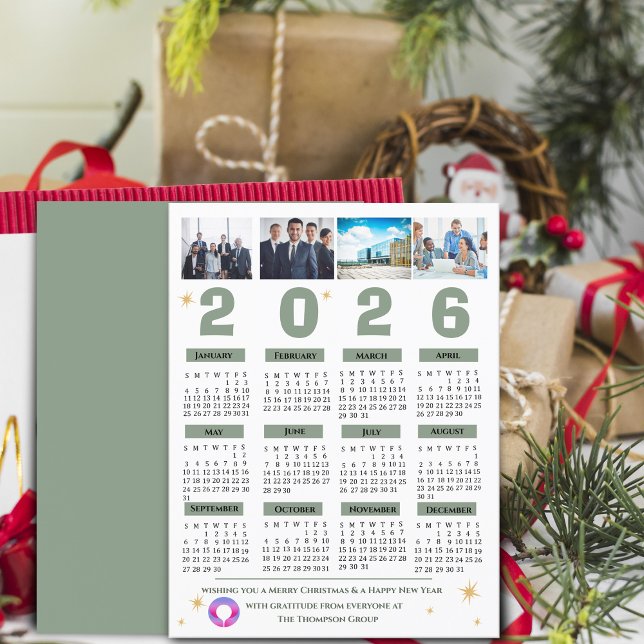Corporate Multi Photo Calendar Business Company  Holiday Postcard (Corporate Multi Photo Calendar Business Company Holiday Postcard)