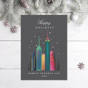 Corporate Office City Skyline Business Holiday Card