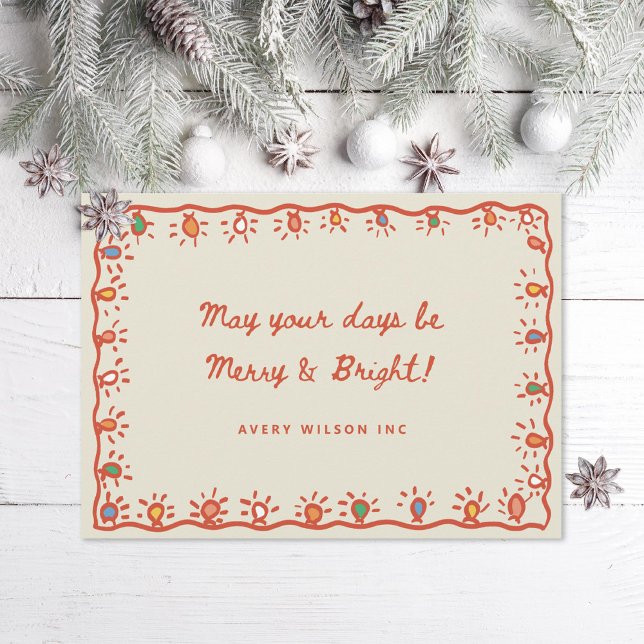 Corporate Office Doodle Christmas Lights Photo Holiday Card (Creator Uploaded)