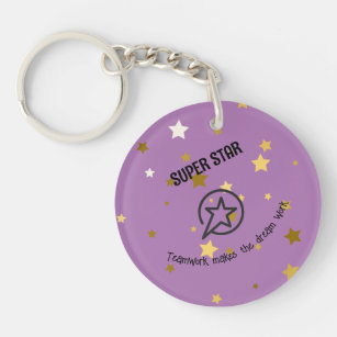 Corporate/Office/School - super gold star editable Key Ring