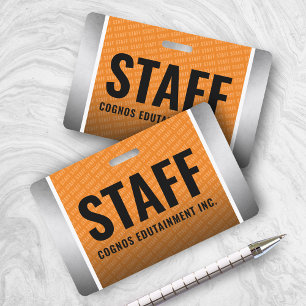 Corporate Orange & Steel Staff Pass ID Badge