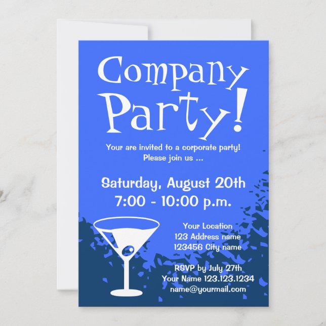 Corporate party invitations | Company invites (Front)
