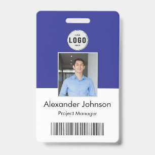 Corporate photo id name tags barcode qr code badge