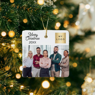 Corporate photo logo Christmas modern Ceramic Ornament
