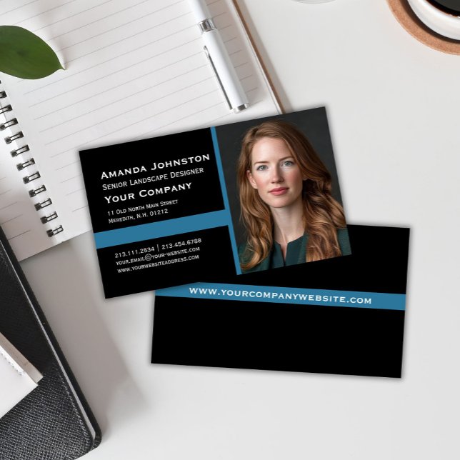 Corporate Photo Portrait Custom Colours Business Card (Creator Uploaded)