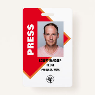 CORPORATE PRESS MEDIA I.D. EVENT PASS ID BADGE