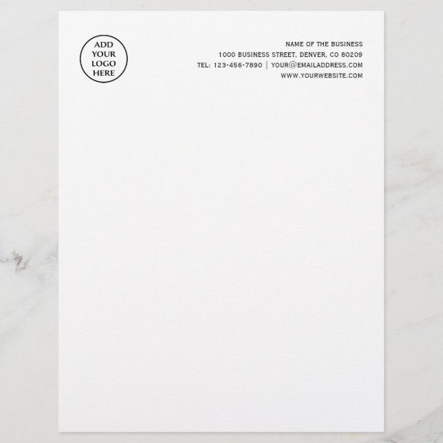 Corporate Professional Business Company Logo Chic Custom Letterhead (Front)