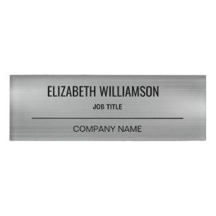 Corporate Professional Employee Faux Silver  Name Tag