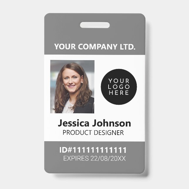 Corporate Professional Employee Photo ID Logo QR Badge (Front)