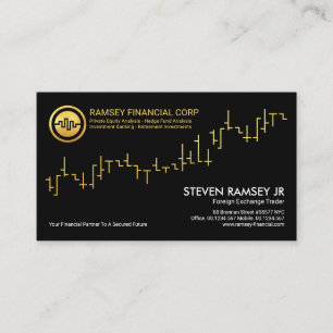 Corporate Professional Gold Stock Graph, Financial Business Card