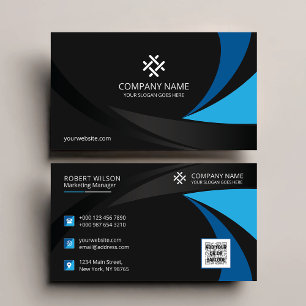 Corporate Professional Modern Black Blue Premium Business Card