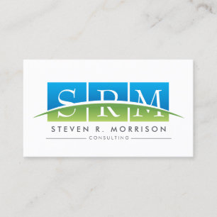 Corporate Professional Stylised Monogram Blu/Green Business Card