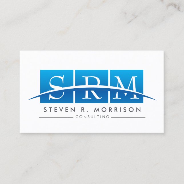 Corporate Professional Stylised Monogram in Blue Business Card (Front)