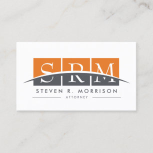 Corporate Professional Stylised Monogram Orange Business Card