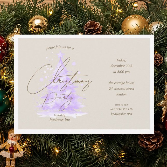 Corporate Purple Christmas Tree Holiday Party  Invitation (Corporate Purple Christmas Tree Holiday Party Invitation)