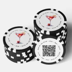 Corporate QR Code Black White Cosmo Drink Voucher Poker Chips