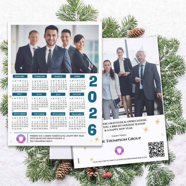 Corporate QRCODE Calendar Business Company Logo Holiday Postcard (Corporate QRCODE Calendar Business Company Logo Holiday Postcard)