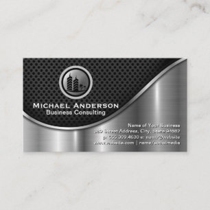 Corporate Real Estate   Black Mesh Metallic Silver Business Card
