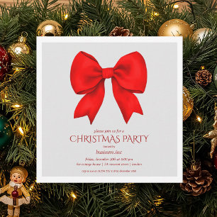 Corporate Red Bow Christmas Holiday Party  Invitation