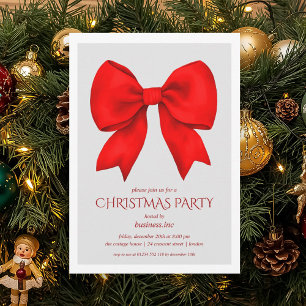 Corporate Red Bow Christmas Holiday Party  Invitation