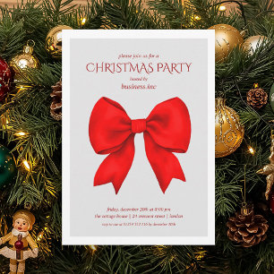 Corporate Red Bow Christmas Holiday Party  Invitation