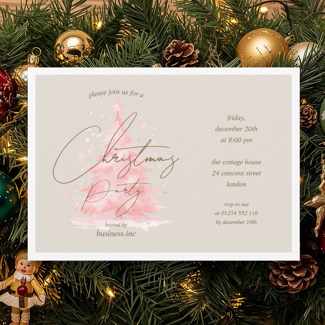 Corporate Red Christmas Tree Holiday Party  Invitation (Corporate Red Christmas Tree Holiday Party Invitation)