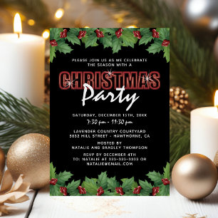Corporate Red Green Christmas Party Invitation
