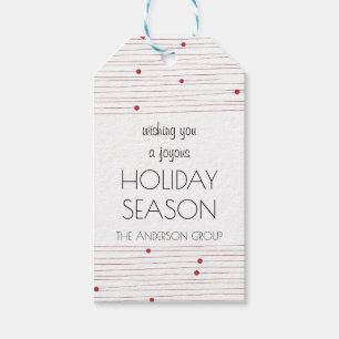 Corporate Red Happy Holiday Season Christmas Gift Tags