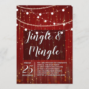 Corporate Red String Lights Jingle and Mingle Invitation