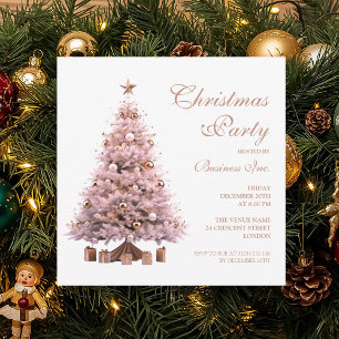 Corporate Rose Gold Christmas Tree Holiday Party  Invitation
