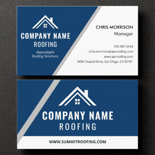 Corporate Royal Blue Silver Roofing Construction Business Card