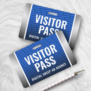 Corporate Royal Blue & Steel Visitor Pass ID Badge