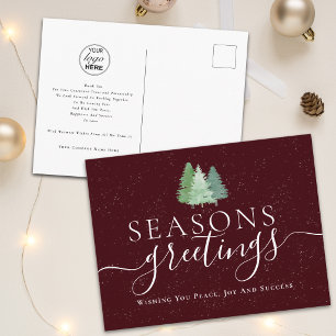 Corporate Seasons Greetings Business Logo Fir Tree Holiday Postcard