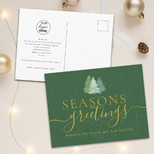 Corporate Seasons Greetings Company Logo Fir Trees Holiday Postcard