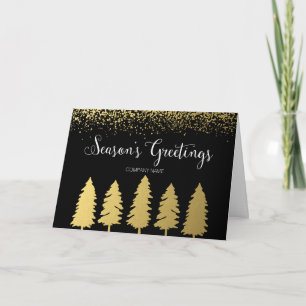 Corporate Season's Greetings Faux Gold Trees Holiday Card