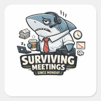 Corporate Shark | Surviving Meetings Since Monday Square Sticker
