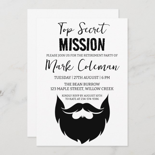 corporate surprise retirement party invitations (Front/Back)