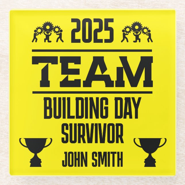 Corporate Team Building Day Glass Coaster (Front)