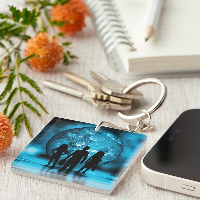 Corporate Team Silhouette Futuristic Business Key Ring (Creator Uploaded)