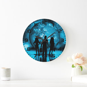 Corporate Team Silhouette Futuristic Business Large Clock