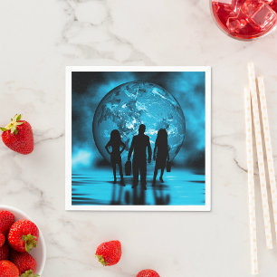 Corporate Team Silhouette Futuristic Business Napkin